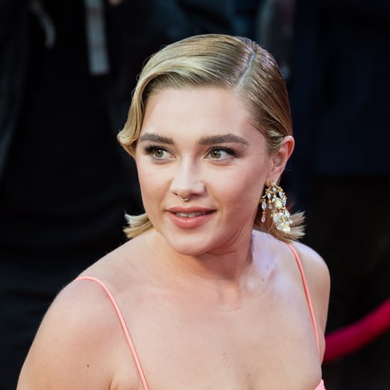 Florence Pugh Wears a White Erdem Bustier Crop Top and Skirt