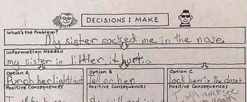 Kid's "Decision Tree" After Being Hit by Little Sister Will Crack You Up