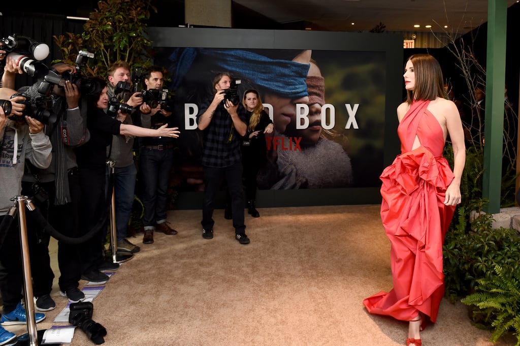 Sandra Bullock Red Dress at Bird Box Screening 2018