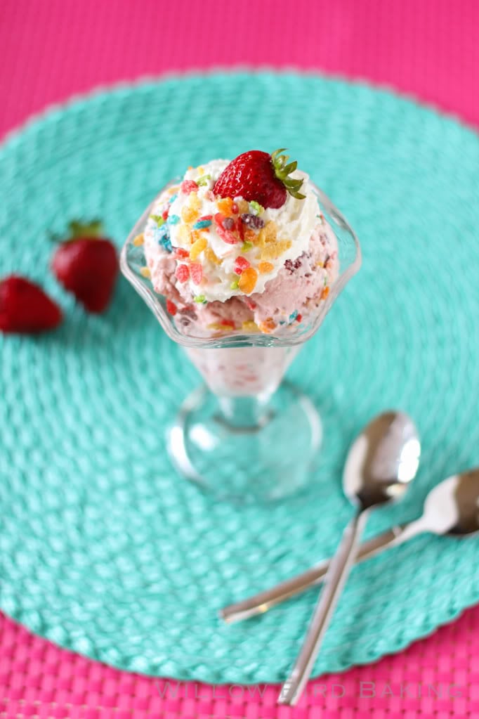 Fruity Pebbles Strawberry Ice Cream Sundae