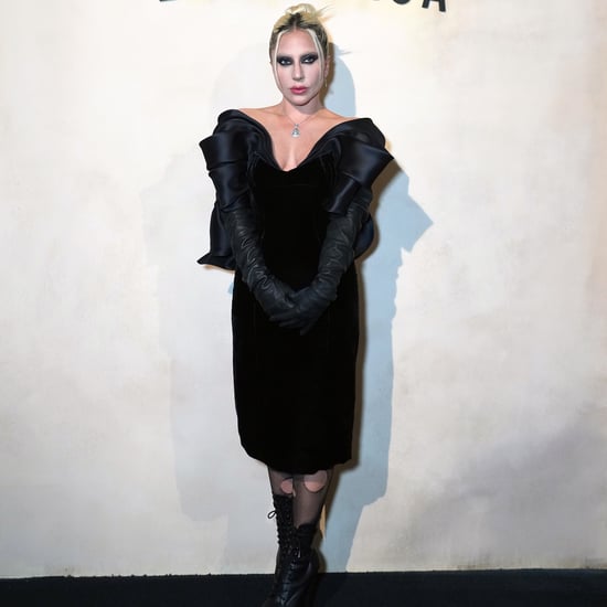 Lady Gaga在Dom Perignon活动上的黑裙和渔网