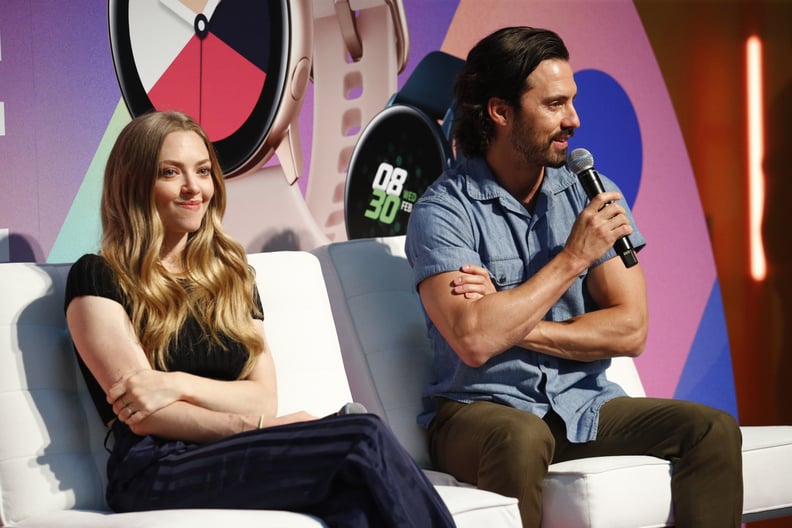 NEW YORK, NEW YORK - JUNE 22: Milo Ventimiglia and Amanda Seyfried  speak on stage during the POPSUGAR Play/ground at Pier 94 on June 22, 2019 in New York City. (Photo by Astrid Stawiarz/Getty Images for POPSUGAR and Reed Exhibitions )