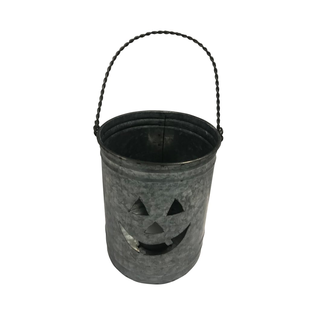 Galvanized Jack-o'-Lantern Candle Holder