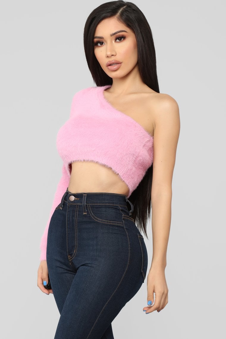 Fashion Nova Fuzz What You Heard One Shoulder Sweater