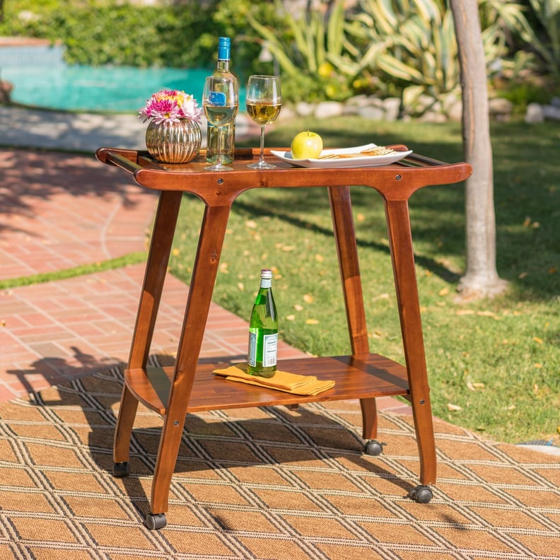 Rich Mahogany Acacia Wood Bar Cart