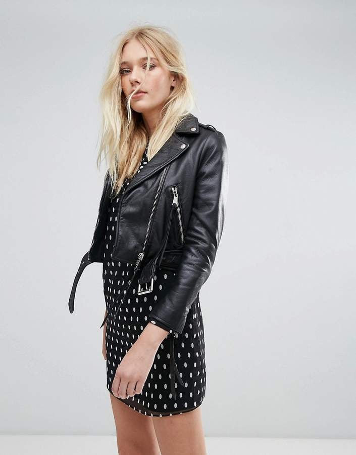 Lab Leather Cropped Jacket with Belt
