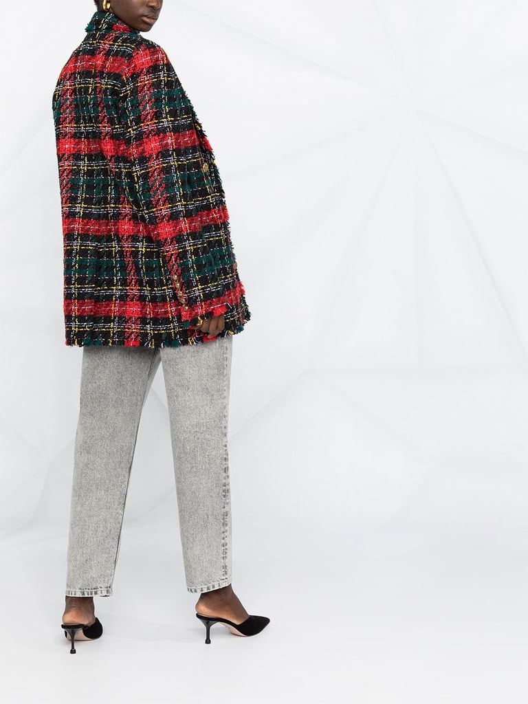 Balmain Tartan Check Oversized Blazer