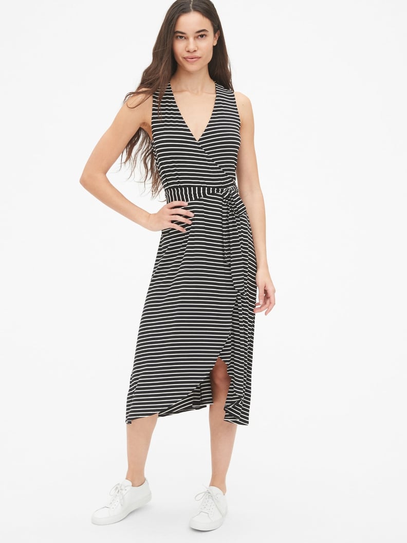 Gap Sleeveless Knit Wrap Midi Dress