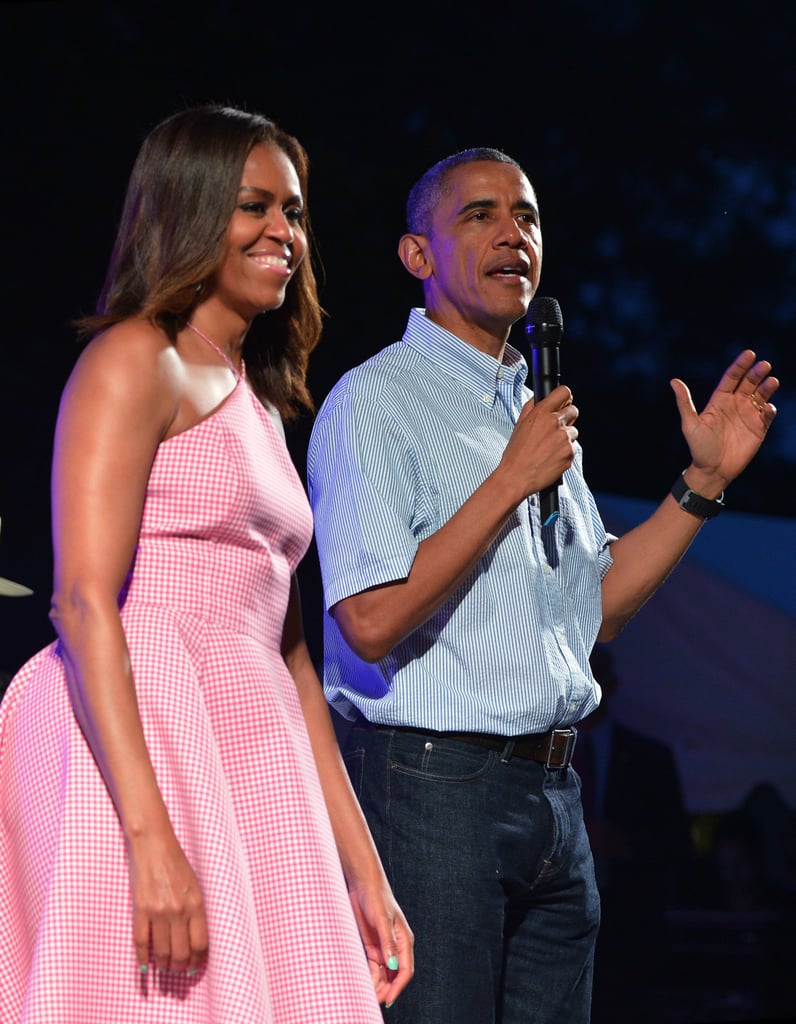 The first couple held an Independence Day celebration for military members and their families on the White House lawn in 2015. The first couple held an Independence Day celebration for military members and their families on the White House lawn in 2015.