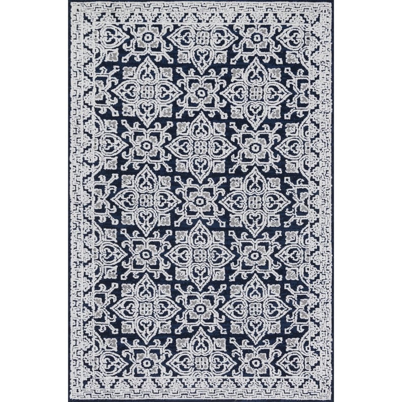 Lotus Midnight Silver Rug