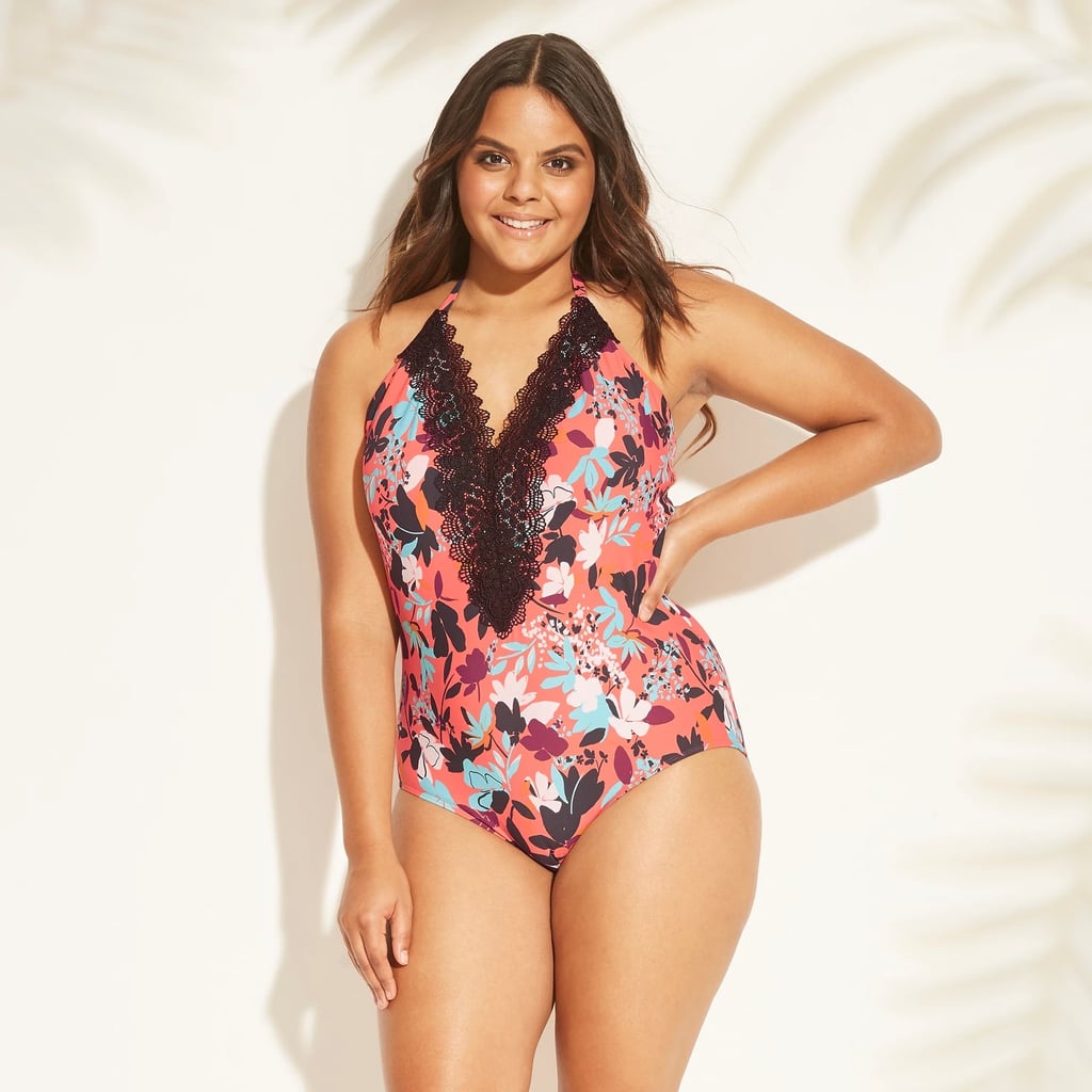 Plus-Size Lace One-Piece Swimsuit