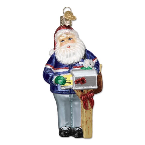 USPS Glass Santa Ornament