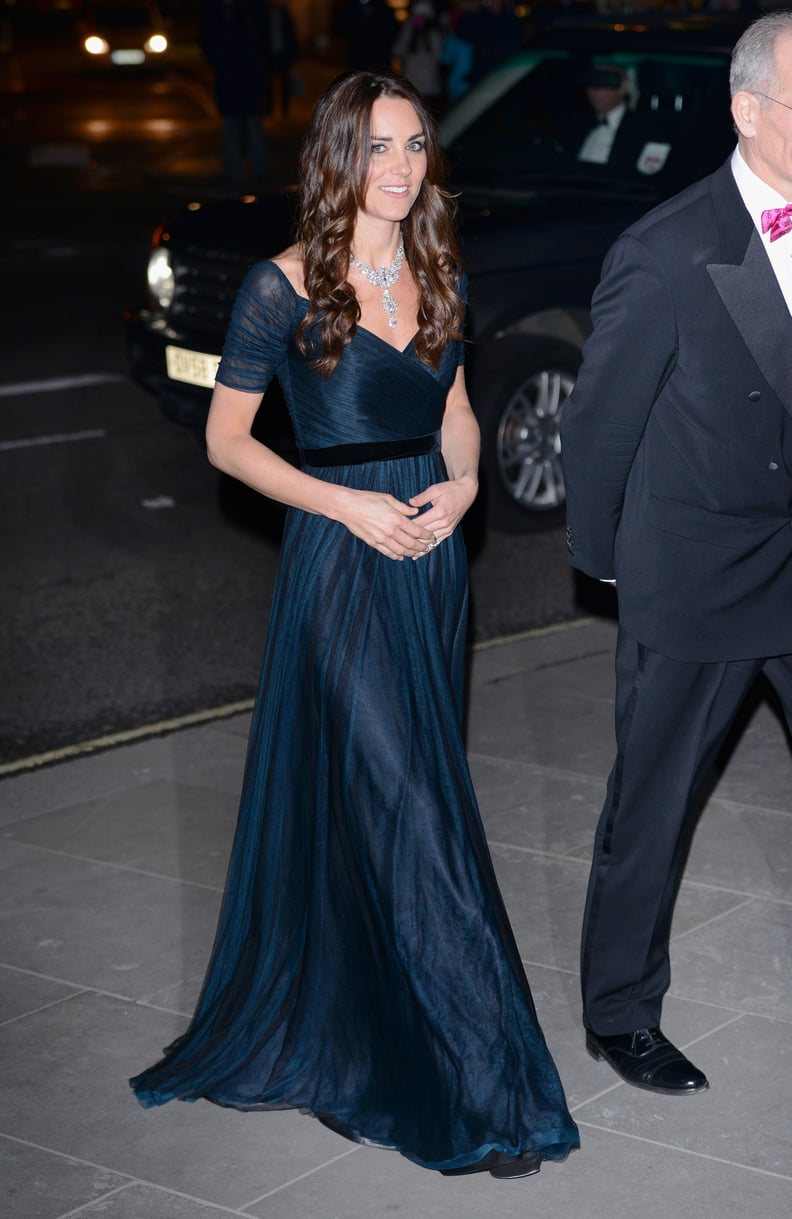 Kate Paired a Sparkling Necklace and Deep-Blue Jenny Packham Gown For the Portrait Gala This Past February
