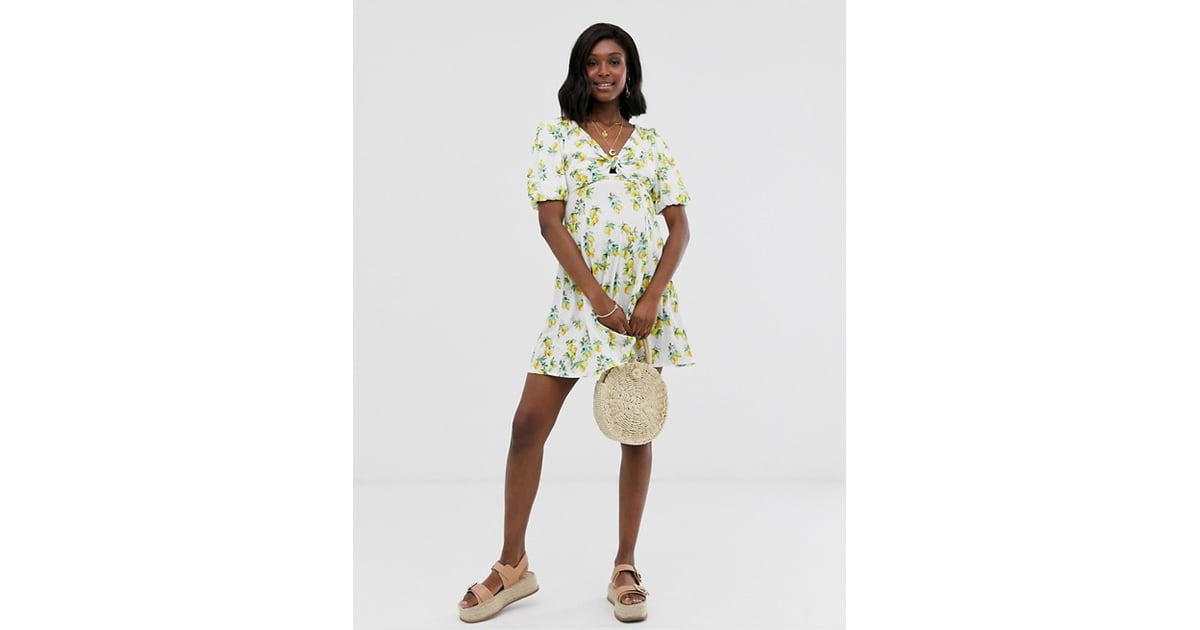 ASOS DESIGN Maternity mini textured tea dress with knot ...