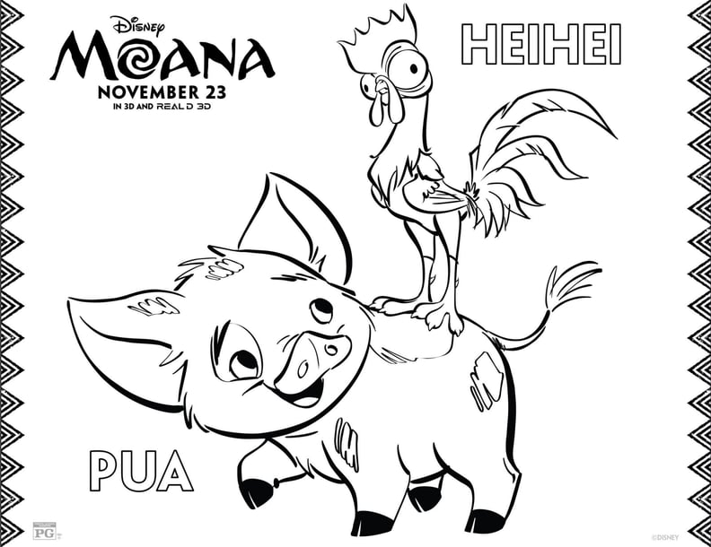 Pua和HeiHei打印的·莫纳颜色表
