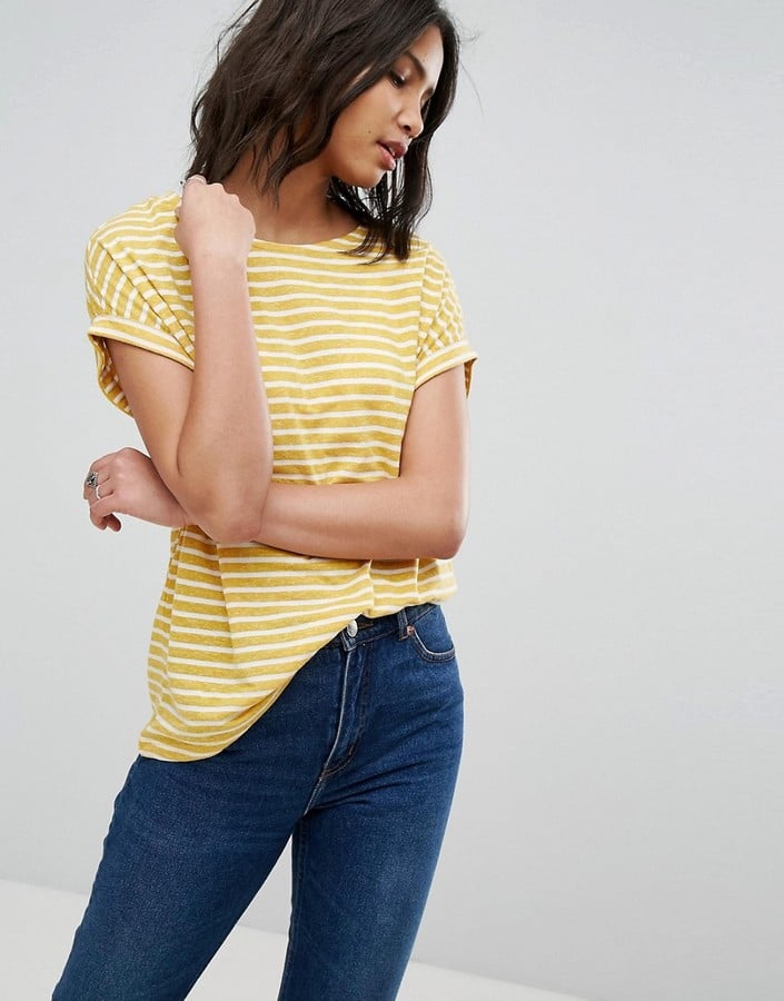 Soaked In Luxury Striped Roll Sleeve T-Shirt
