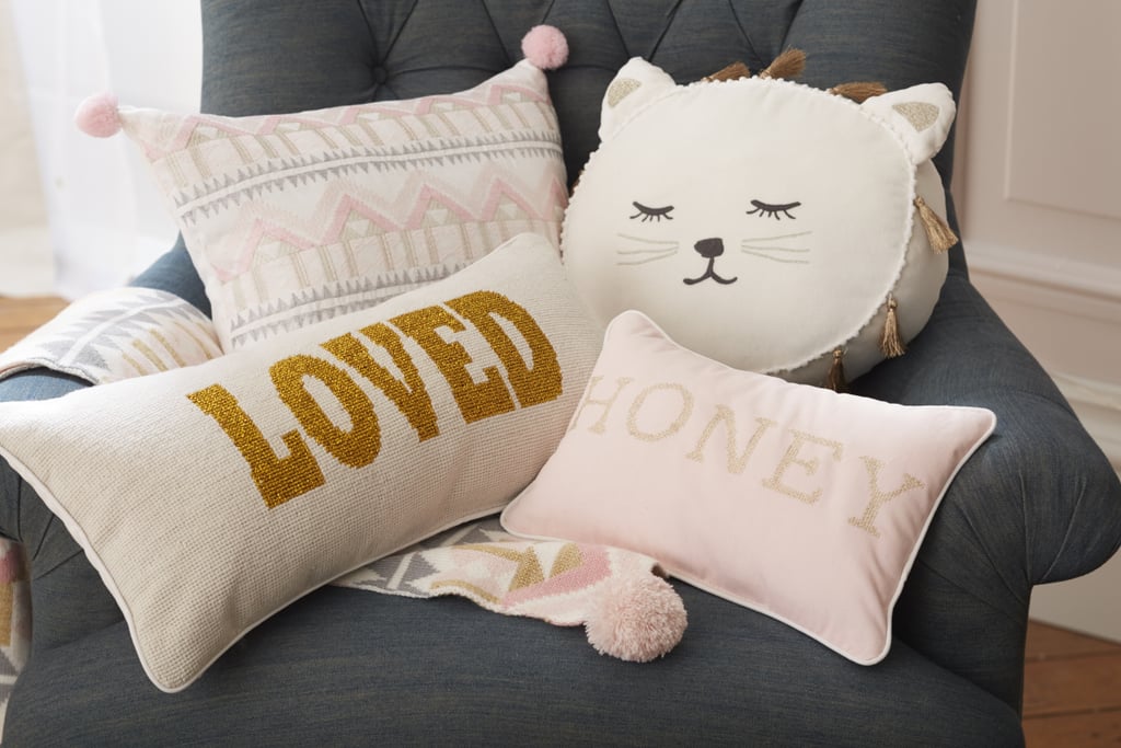 On what they advise parents who can't afford to spend a lot of money on nursery decor: "We always recommend keeping the larger, more expensive pieces neutral and opting for textiles that can be mixed and matched. Blankets and pillows are an affordable way to incorporate color and tell a delightful story, and they can easily be tossed around and rearranged as children grow. Statement wall decor, like our Loved wall art or Glitter Magic letters, are bigger in scale and can give character to an entire room."