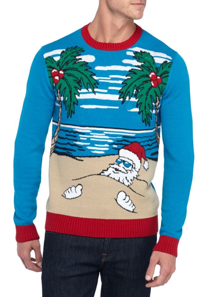 Santa Beach Sweater With LED Lights LightUp Christmas Sweaters
