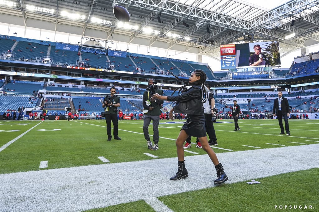 Blue Ivy Playing Football at the Super Bowl 2020