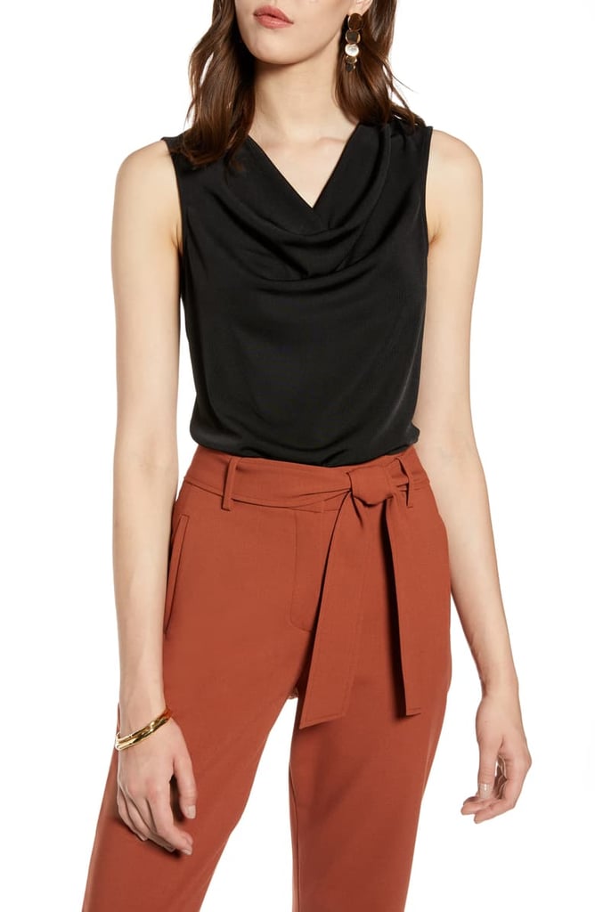 Halogen Sleeveless Drape Front Top