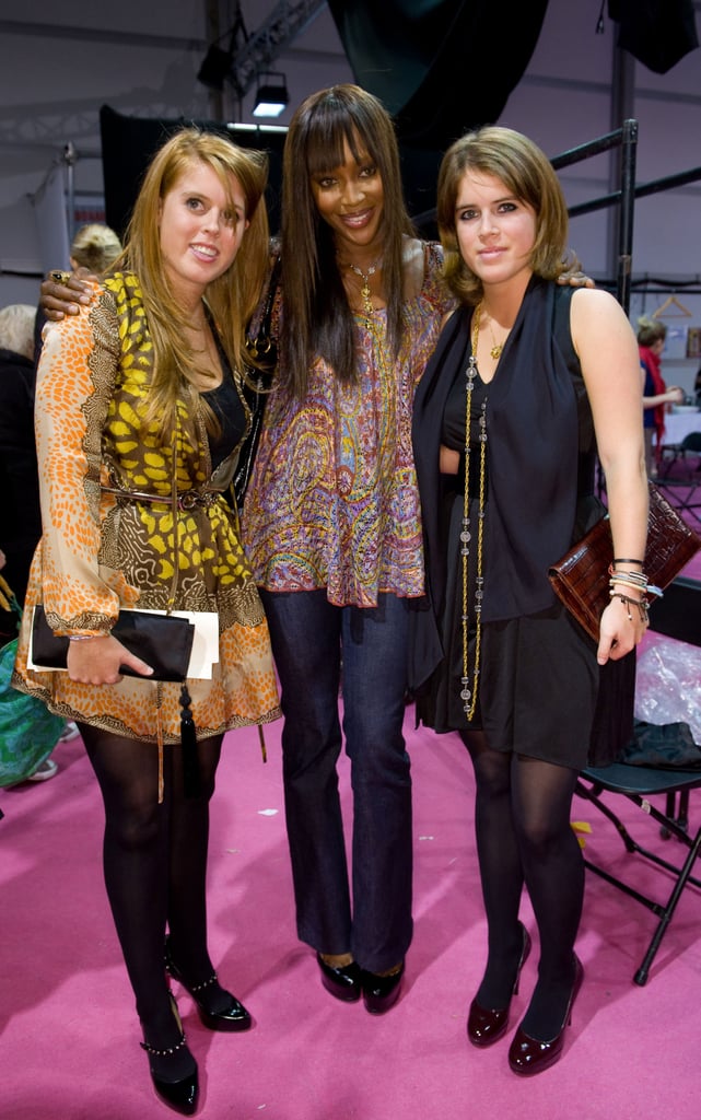 With Princess Beatrice and Naomi Campbell after the Issa show during London Fashion Week in September 2008.