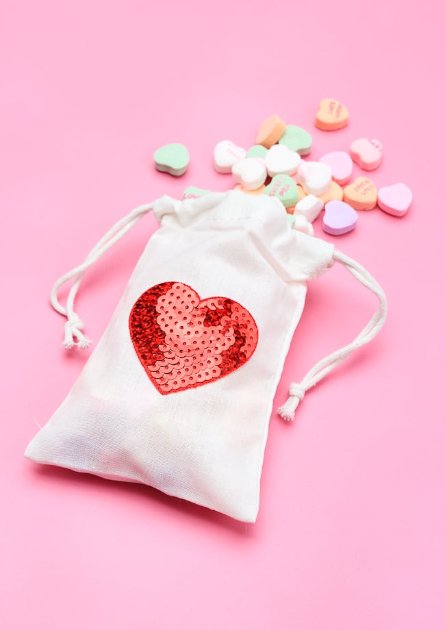 DIY Sequin Heart Treat Bags
