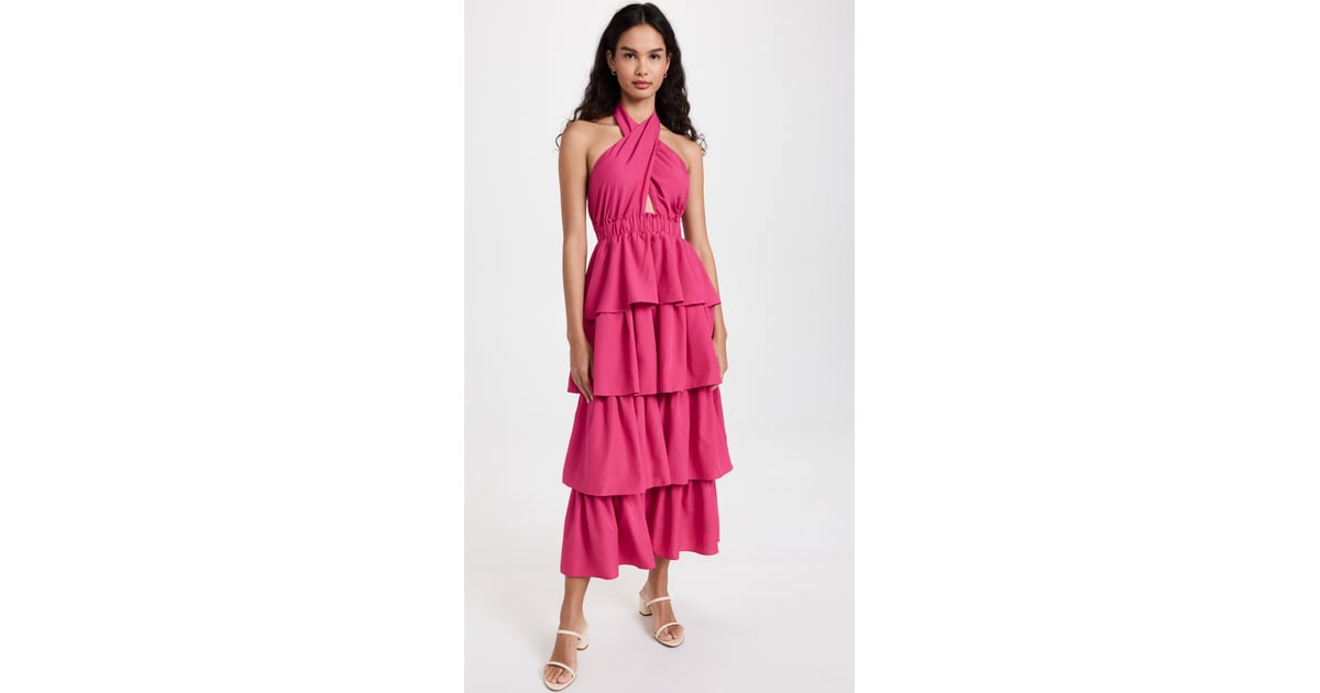 A Halter Dress Endless Rose Crossed Halter Neck Tiered Maxi Dress