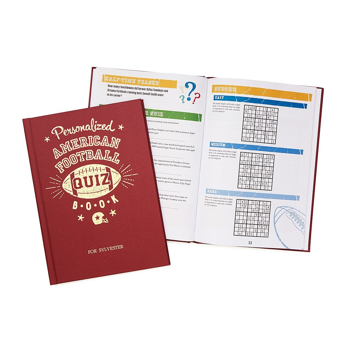 Personalized Football Trivia Book 94 Gifts For The Guy Who