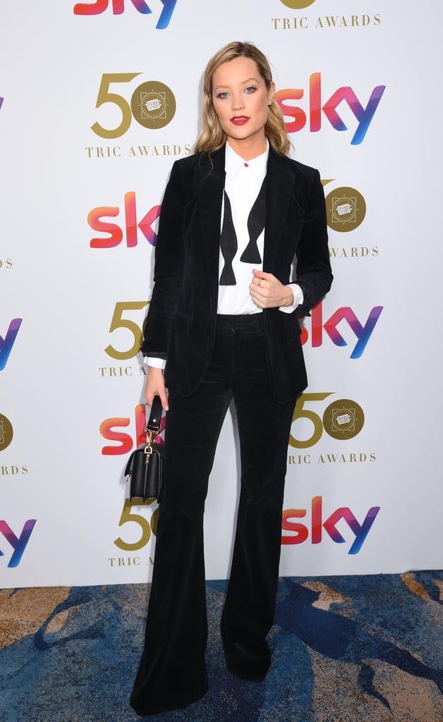 Laura Whitmore Wears a Fitted Tuxe