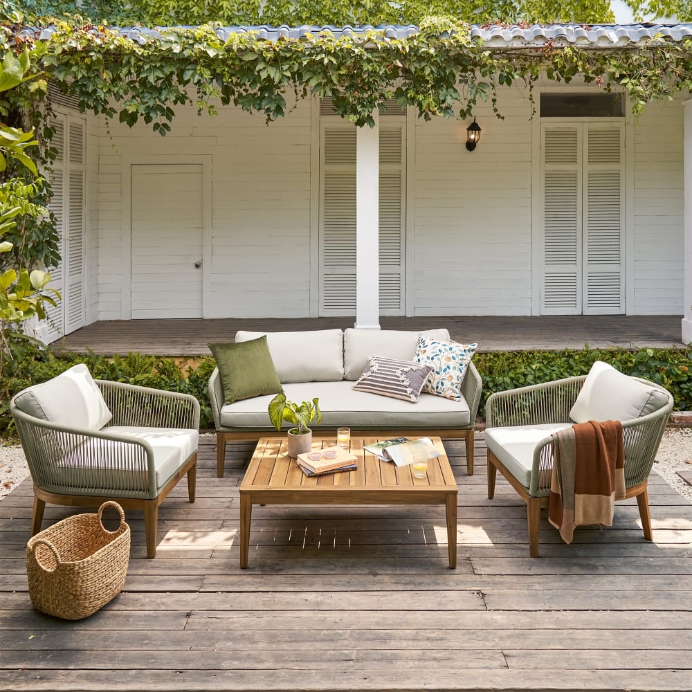 Castlery Maui Outdoor Loveseat, 2 Lounge Chairs & Coffee Table Set