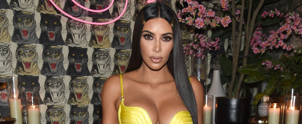 Kim Kardashian in Yellow Versace Dress May 2018