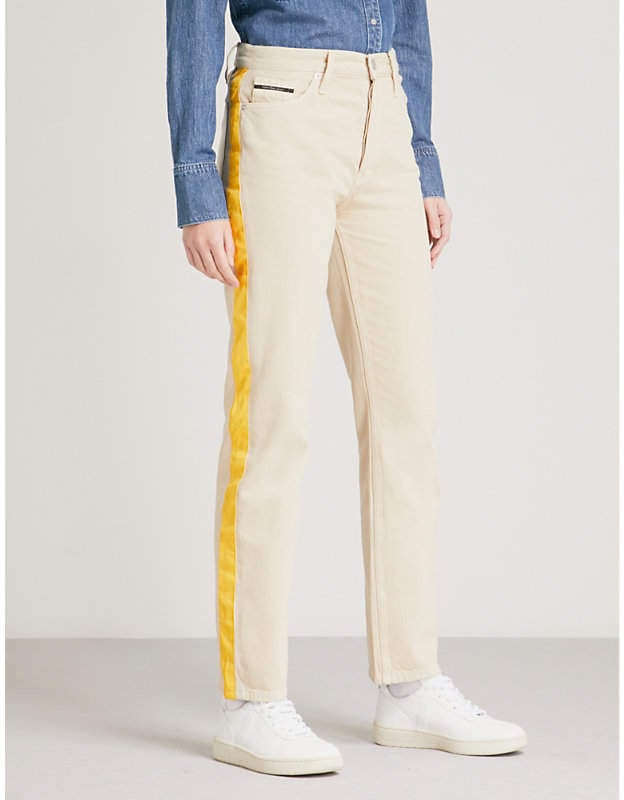 jeans with yellow stripe down side