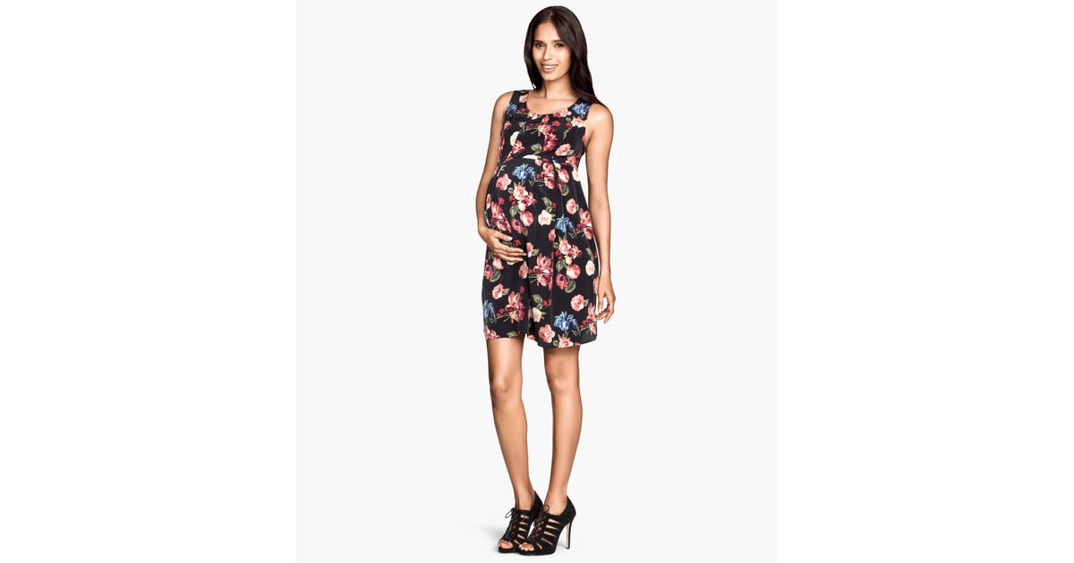 H&M Mama Patterned Satin Dress Maternity Clothes For Late Summer and