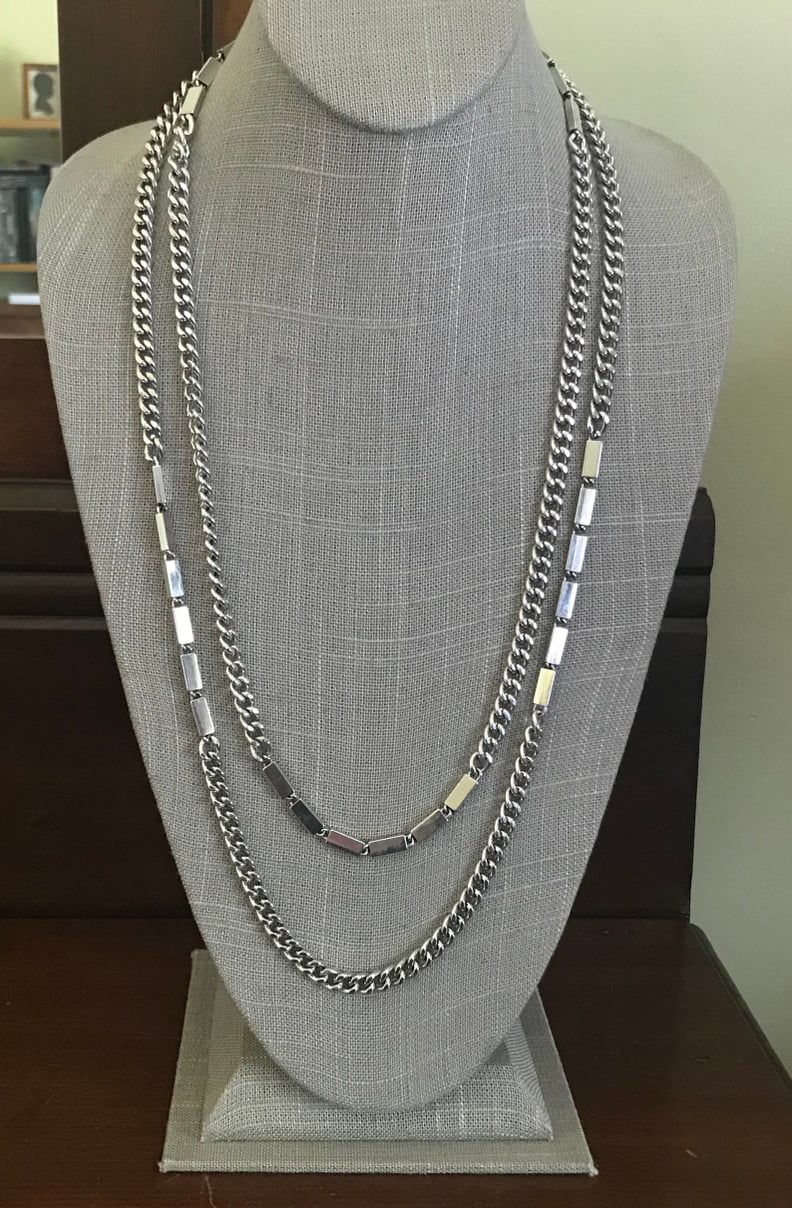 Monet Silvertone Extra Long Curb Chainlink Necklace