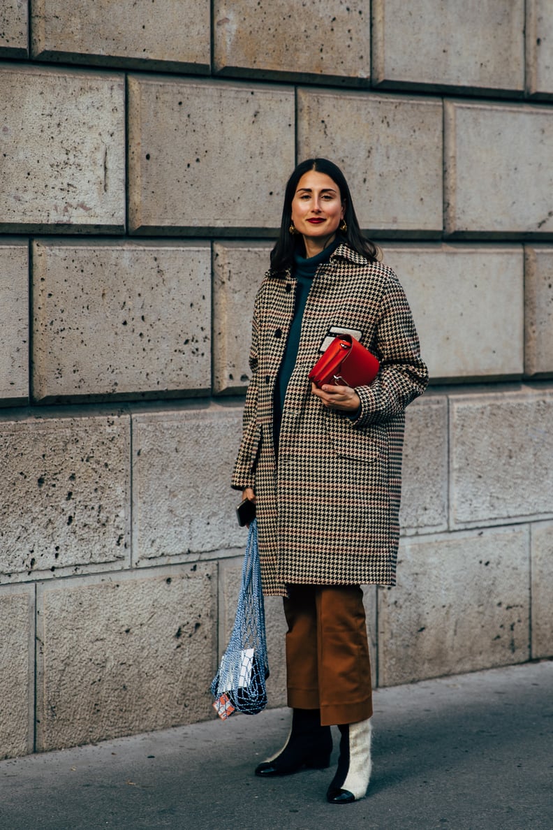 Style Multicolored Boots With a Checkered Coat