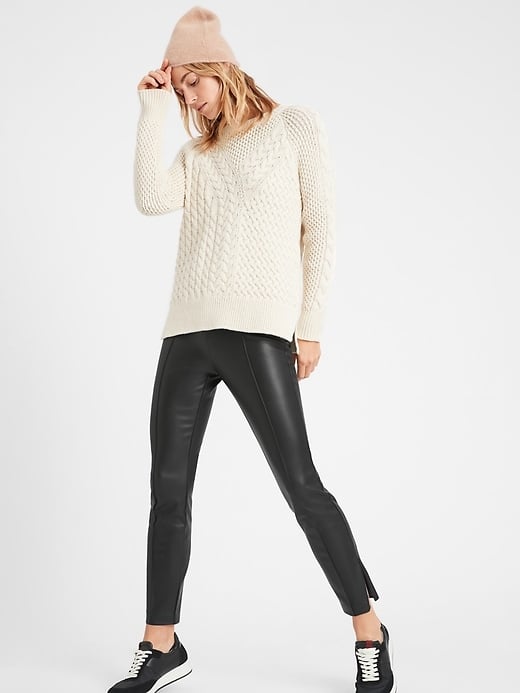 Banana Republic High Rise Vegan Leather Legging with Pintuck