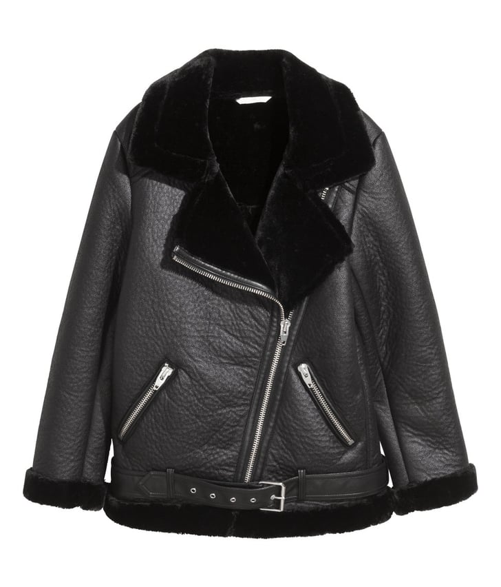 H&M Oversized Biker Jacket | Best Fall Coats at H&M | POPSUGAR Fashion ...