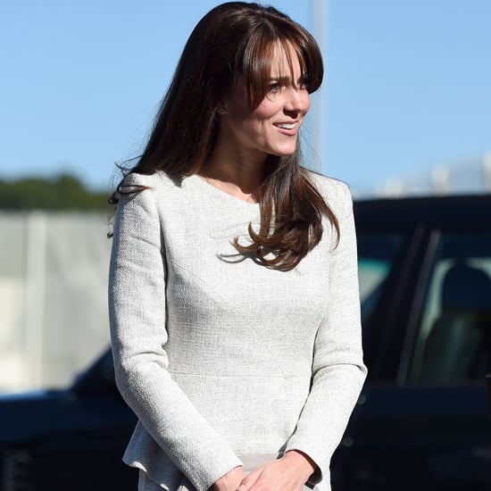 Kate Middleton Wearing Gray Peplum Dress