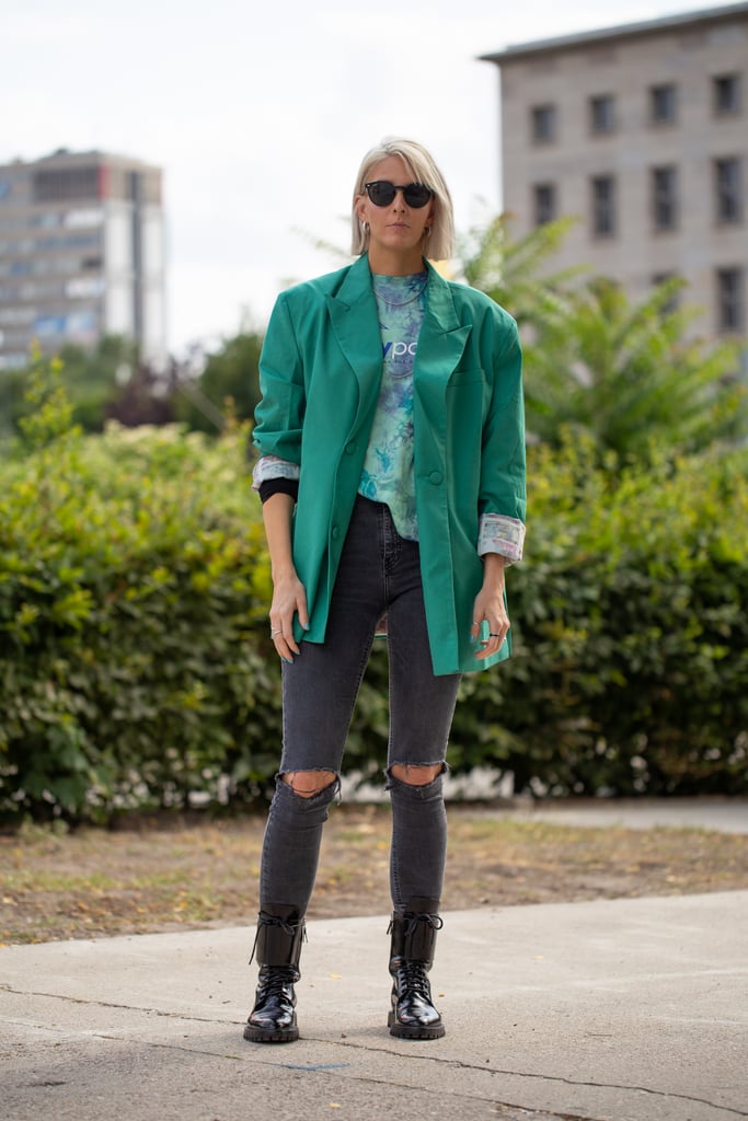 Who said you can't have it all? When it comes to the various style personalities you love, consider a tailored blazer, casual distressed skinny jeans, and edgy moto boots for a look that's sure to turn heads.