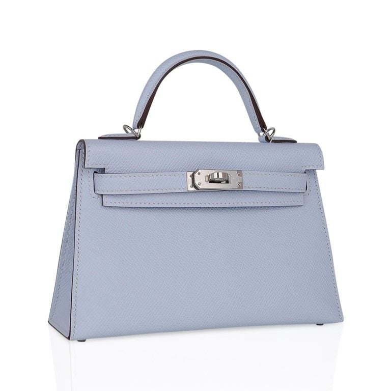 Hermès Kelly 20 Mini Sellier Bag in Bleu Brume Epsom Leather