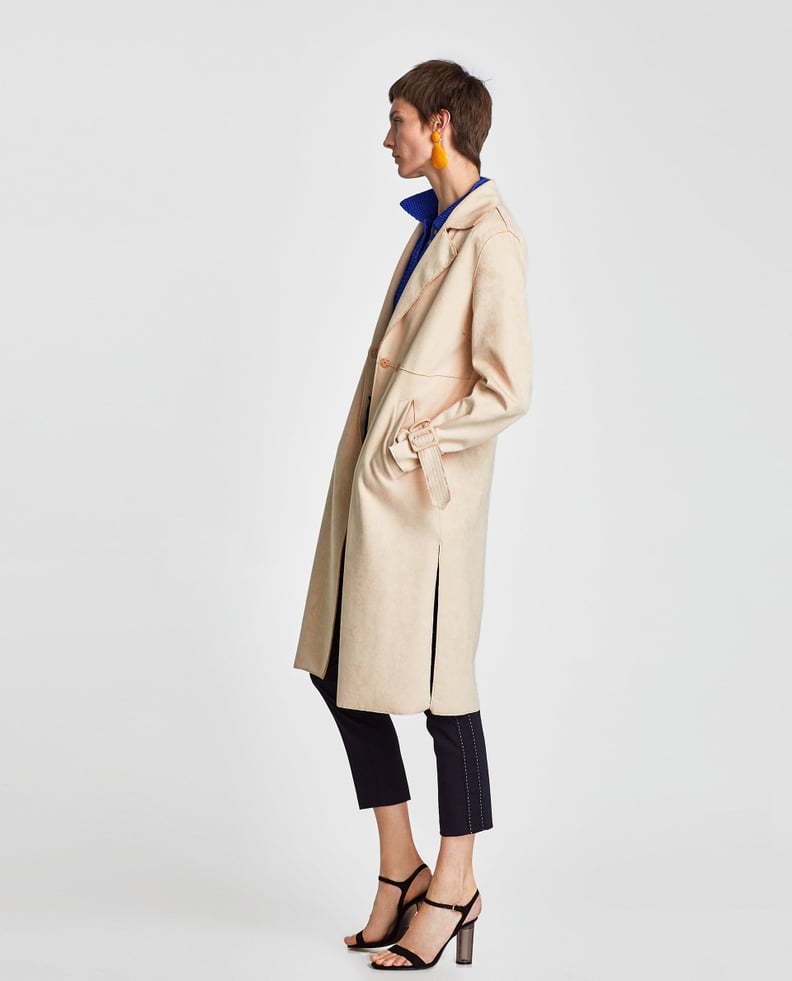 Zara Suede Effect Trench Coat