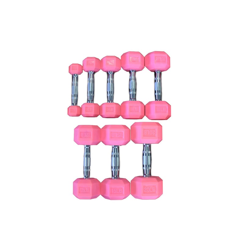X Training Pink Rubber Hex Aerobic Dumbbell Set Singles