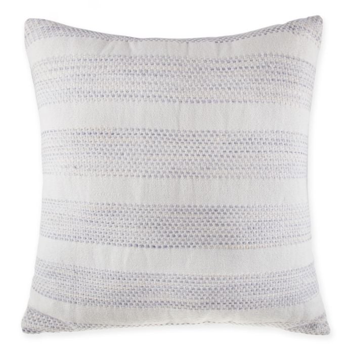 Yarn Dye Stripe European Square Throw Pillow in White/Blue