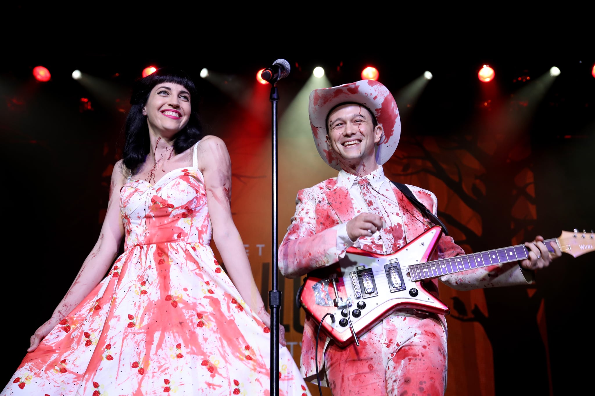 LOS ANGELES, CA - OCTOBER 15:  Actor Joseph Gordon-Levitt (R) and Tasha McCauley perform onstage during Hilarity for Charity's 5th Annual Los Angeles Variety Show: Seth Rogen's Halloween at Hollywood Palladium on October 15, 2016 in Los Angeles, California.  (Photo by Randy Shropshire/Getty Images)