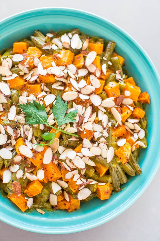 Roasted Butternut Squash Green Bean Casserole