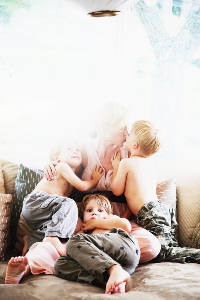 On her three boys: "They are pure joy and pure challenge all the time."
Source: The Glow