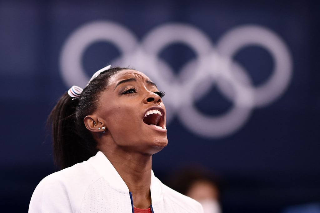 Simone Biles Cheers on Her Olympic Teammates During Finals