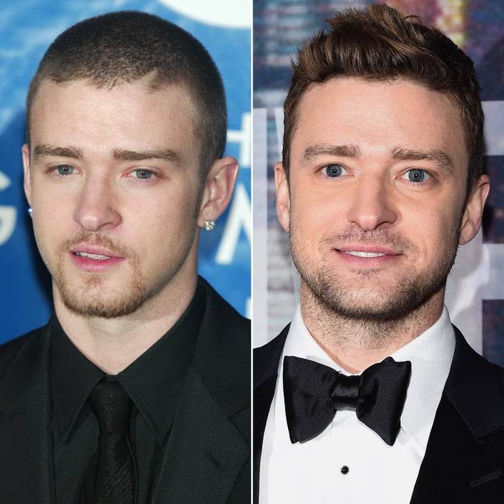 Justin Timberlake  Male Celebrities With Hair vs. Shaved 