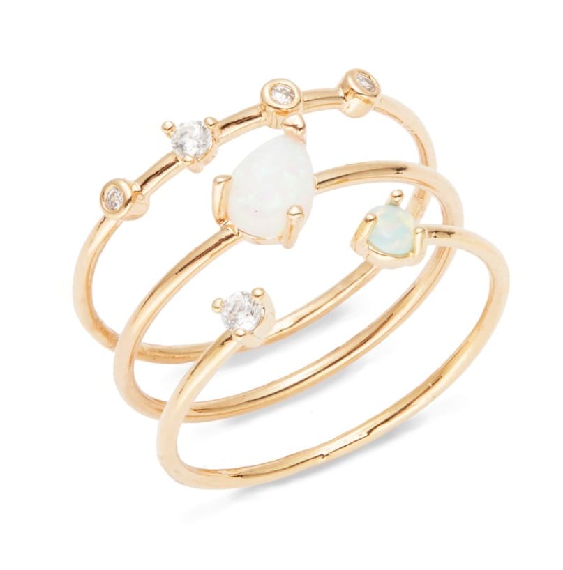 Tai Opal and Stone-Accented Stackable Ring Set
