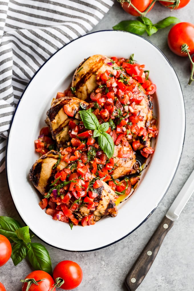 Whole30 Grilled Balsamic Bruschetta Chicken